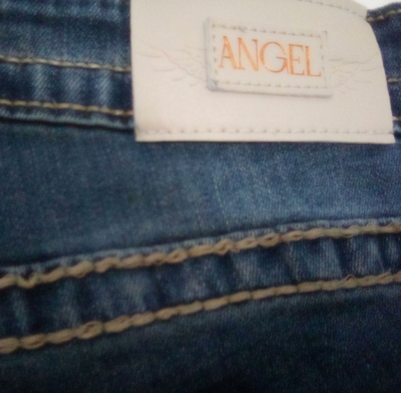 Angel Designed In Los Angeles Blue Jeans Silver Embellishments Size 7/28 Y2K - Picture 10 of 12